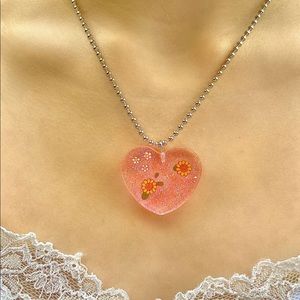 💖PINK HEART RESIN NECKLACE💖